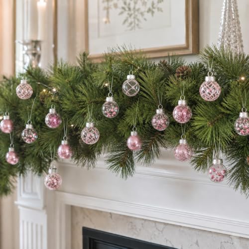 Pink 40 Pcs Clear Shatterproof Christmas Ball Ornaments – 1.6in Plastic Balls