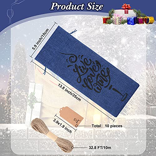 Shappy Royalblue Christmas Wine Bags Set with Cards, 10 Pieces