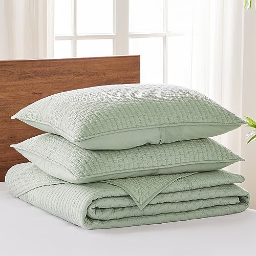 Levtex Home Cross Stitch 100% Cotton King Bedspread Set - Desert Sage
