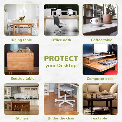 24 x 30 Inch Clear PVC Table Cover, 2mm Thick Heavy Duty Desk Protector Mat