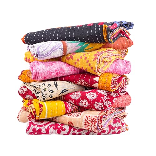 Handmade Indian Vintage Kantha Quilt Set - 3 PCs, Twin Size
