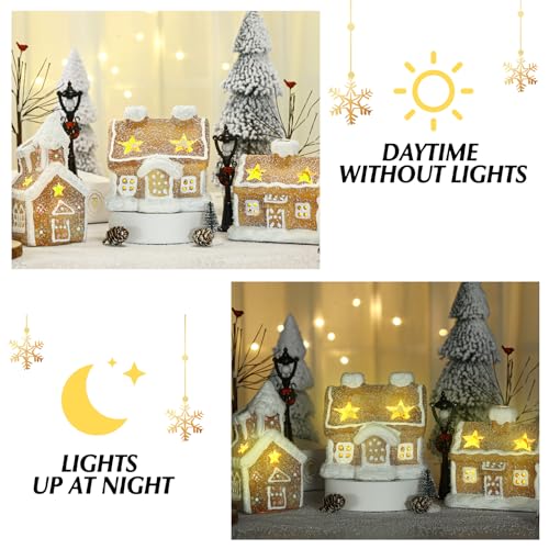 17-Piece LED Christmas Gingerbread Village Set - Lighted Holiday Decor