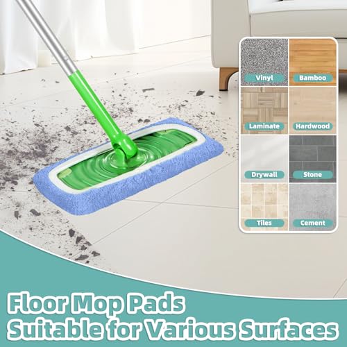 Reusable Microfiber Mop Pads for Dry Sweeping & Wet Mopping - 6 Pack