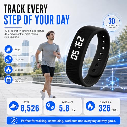 Silent Vibrating Alarm Wristband with Step Counter for Heavy Sleepers