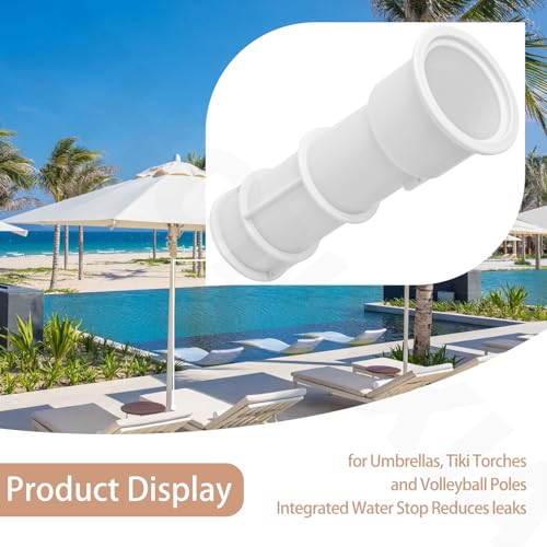 Adjustable Pool Umbrella Stand with Sleeve for Decks and Floors, White