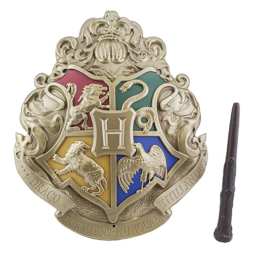 Hogwarts Crest Wall Lamp with Wand Remote Control - 35cm Decorative Light