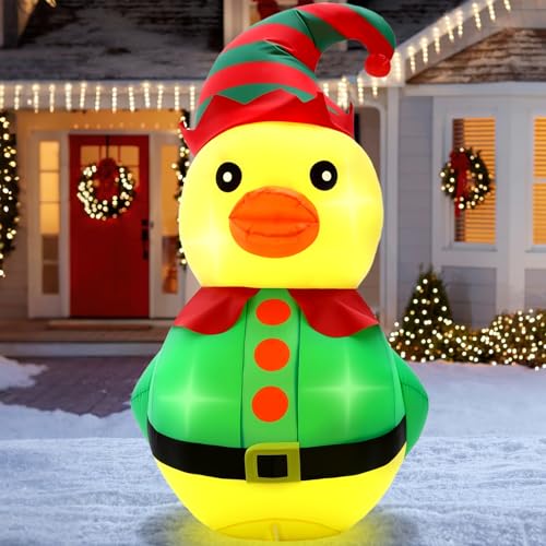 Arrowbash 4ft Christmas Inflatable Elf Duck Outdoor Decor with Lights