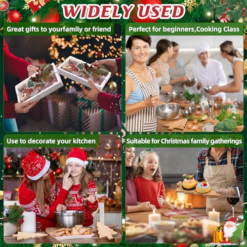 LemonRoad 6-Piece Christmas Tree Shaped Bamboo Cutting Board Gift Set with Utensils & Accessories