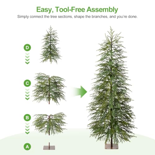 Kazeila 5ft Slim Unlit Christmas Tree with Metal Base - Space-Saving Holiday Decor