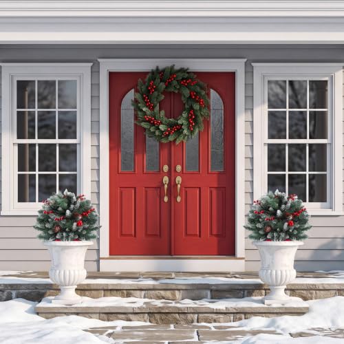 2-Pack Artificial Christmas Urn Filler – Pre-lit Mini Trees with 60 LEDs, Warm White (Variation: Warm White / 2)