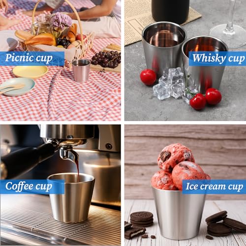 10 Pack Stainless Steel Insulated Cups - 5.9 oz Double Wall Metal Tumblers