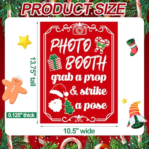 Briwooody Christmas Photo Booth Sign with Stand – Retro Background Prop (Variation: Christmas)