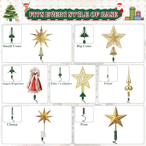 Metal Christmas Tree Topper Holder with Adjustable Attachment - Universal, Pointed Top (RGJ)