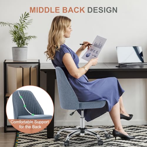Armless Swivel Home Office Desk Chair with Rolling Wheels, Height Adjustable