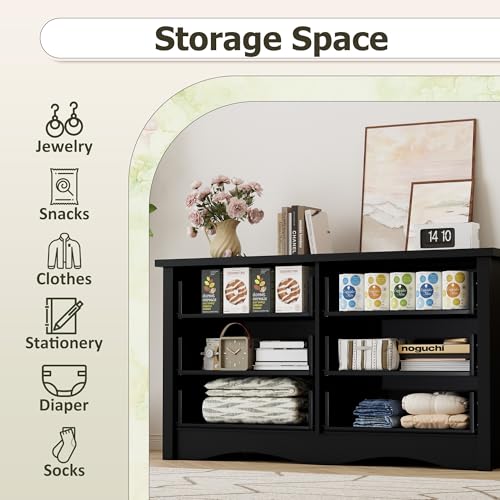 6-Drawer Wood Bedroom Dresser, 47.2-Inch Wide Storage Organizer Chest