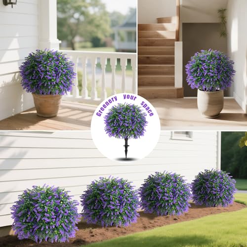 2-Pack Artificial Topiary Ball Shrubs, UV Resistant Faux Boxwood Plants