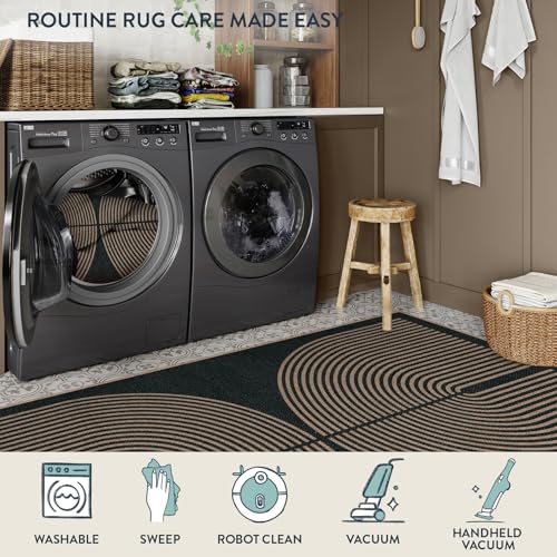 Modern Rainbow Kitchen Runner Rug, 2x8 Non-Slip Washable Hallway Carpet