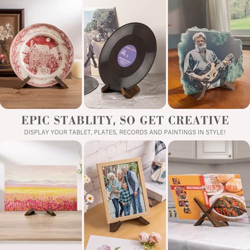 6.5-Inch Wooden Plate Stand, Decorative Tabletop Display Easel