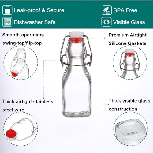 Swing Top Glass Bottles 4 oz with Airtight Flip Lids, 10 Pack