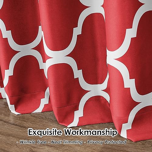 Red Moroccan 52x45 Inch Room Darkening Grommet Curtain Panel - Melodieux