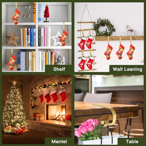 6-Pack Adjustable Christmas Stocking Holders for Mantel - Zinc Alloy