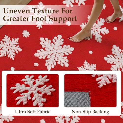 HUGEAR 2' x 8' Red Snowflake Christmas Runner Rug - Holiday Indoor Decor