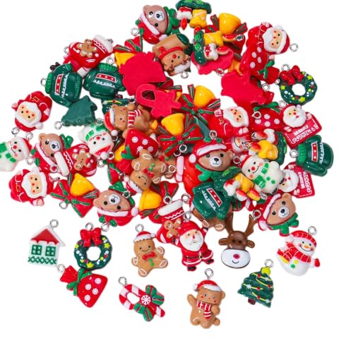 RSACCSKY 24 Pack Red Mini Resin Christmas Ornaments Tiny Tree Decorations