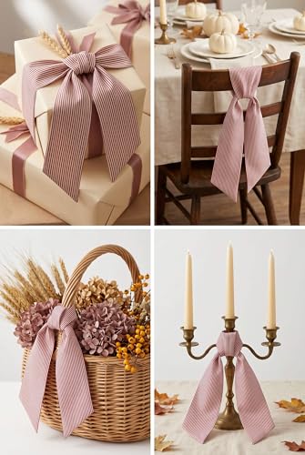 Kutyndrix Red and White Striped Wreath Sash for Front Door, 5.12 x 54.33-Inch Holiday Ribbon