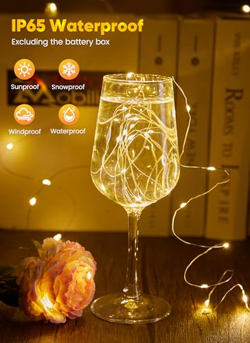 33FT 100 LED Battery Operated Fairy String Lights - Waterproof Silver Wire