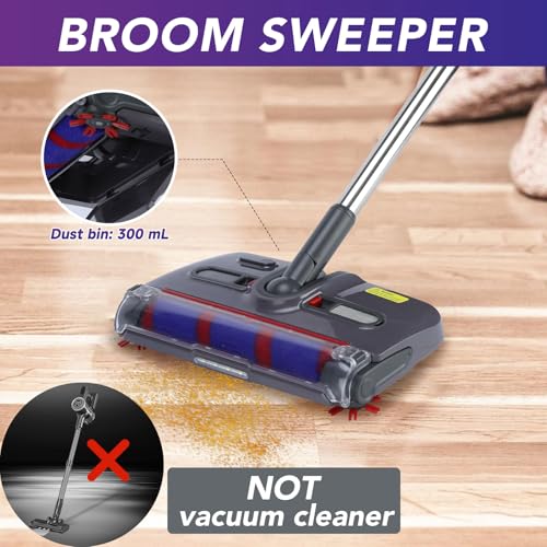 Cordless Electric Swivel Floor Sweeper with LED Lights for Pet Hair & Crumbs