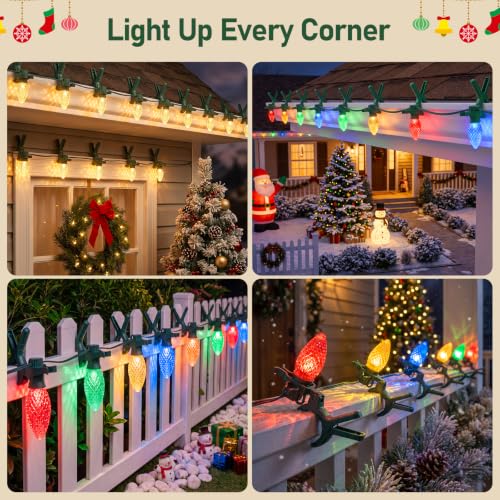 XEWEA 50 Pack Universal Christmas Light Spring Clips for C7 C9 LED Incandescent String Lights