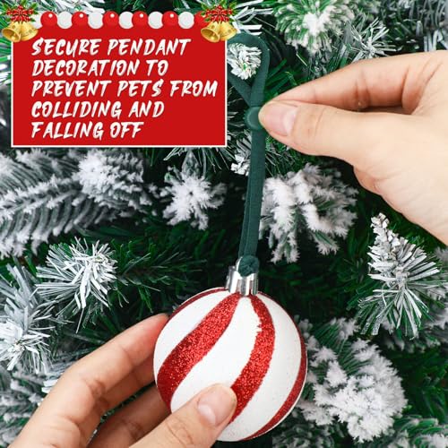 Adjustable Christmas Ornament Hooks with Elastic Cord - 24 Pack (Green)