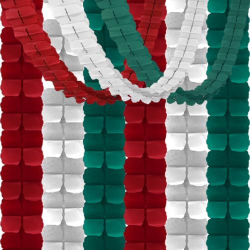 Red White Green 6-Pack Clover Paper Garlands – 9.8ft DIY Banner for Christmas & Party Decor