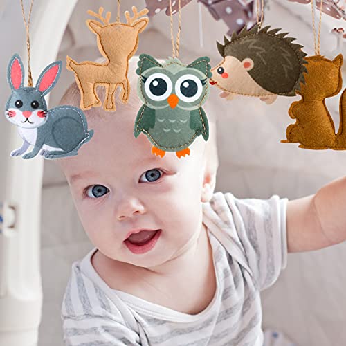 Woodland Animal Christmas Ornaments Set - Felt Forest Decor, 8 Pcs