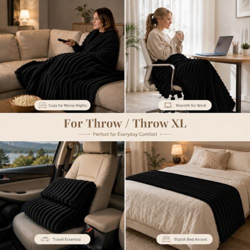 HIMEET Soft Ribbed Fleece Throw Blanket - 50x60 Lightweight Plush Couch Blanket