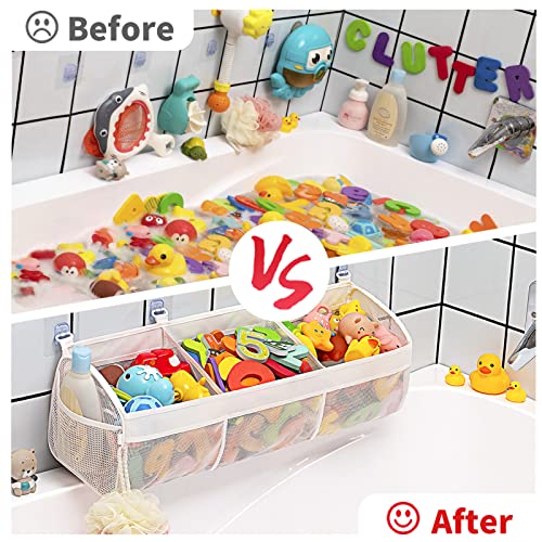 Austion 3-Compartment Bath Toy Organizer - Quick-Drying Mesh Tub Holder