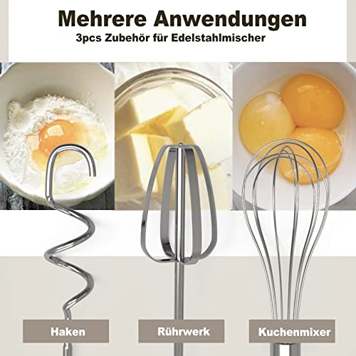 3-Piece Stainless Steel Hand Mixer Attachment Set for Cordless Drills