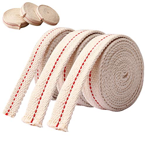Flat Cotton Oil Lamp Wicks - 3 Rolls Cut-to-Size Lantern Wicks (19.5 Ft)