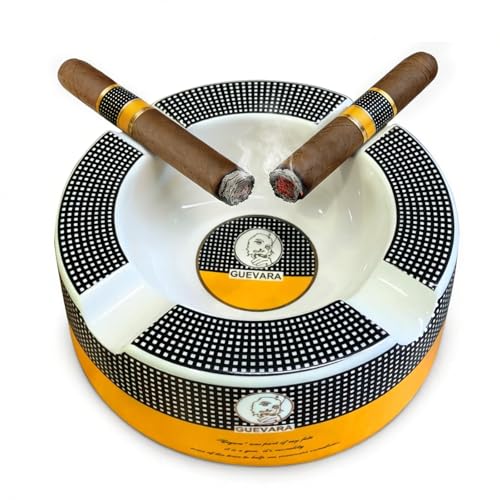 8-Inch Large Porcelain Cigar Ashtray with 4 Rests for Patio and Home