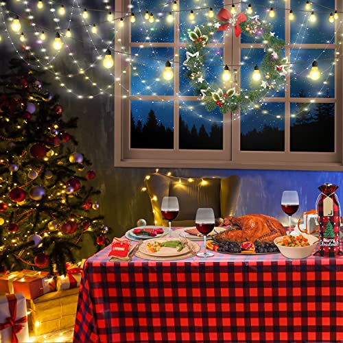 Red & Black Buffalo Plaid Tablecloths 4 Pack 51x86in - Disposable Plastic Party Table Cover