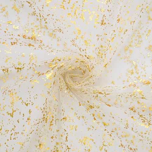 Beige Gold Metallic Foil Table Runner - 28x120 Sheer Gauze Party Decor