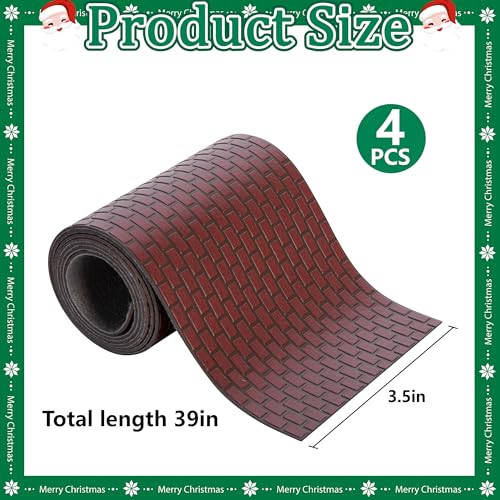 4 Pcs Christmas Village Brick Road Mats, Miniature Landscape Accessories