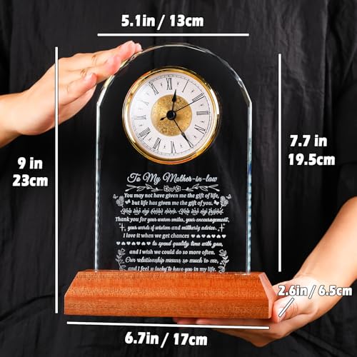 Arikyrist Mother-in-Law Glass Clock Gift from Daughter/Son in Law (Arch Glass Clock)