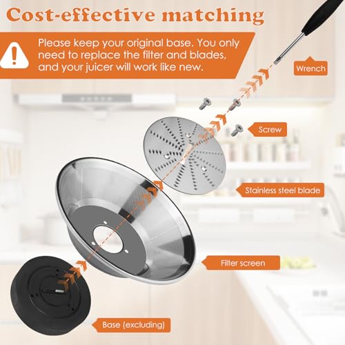 Juicer Mesh Filter Basket Replacement with Blade and Hardware Kit