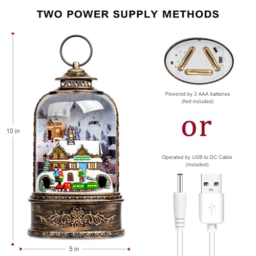 Lighted Musical Christmas Snow Globe Water Lantern - Train Station