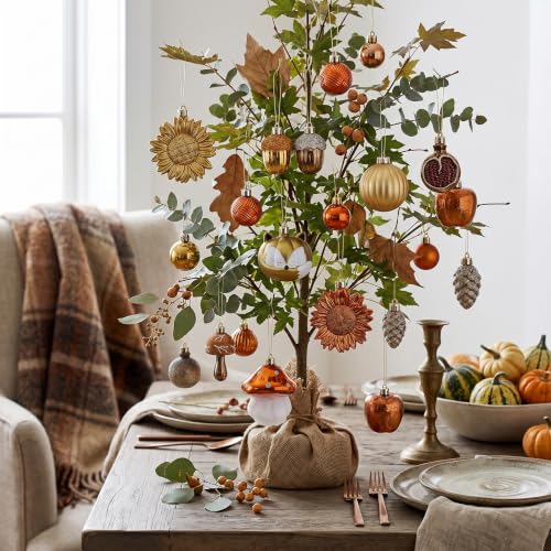 50-Piece Shatterproof Fall Tree Ornament Set - Orange Autumn Harvest Decor