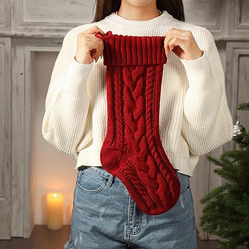 18-Inch Knitted Christmas Stocking, Large Holiday Fireplace Hanging Decoration