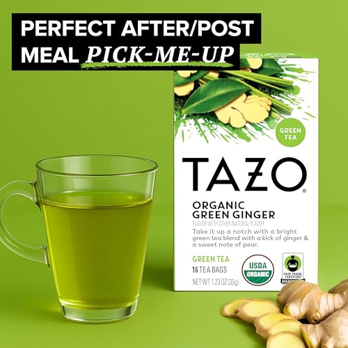 TAZO Organic Green Tea, Green Ginger, 96 Total Tea Bags (16ct - Pack of 6)