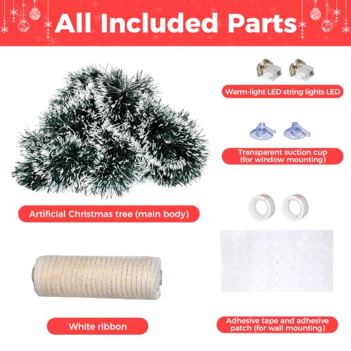 Awsoo Collapsible Window Christmas Tree with LED Lights & Ornaments