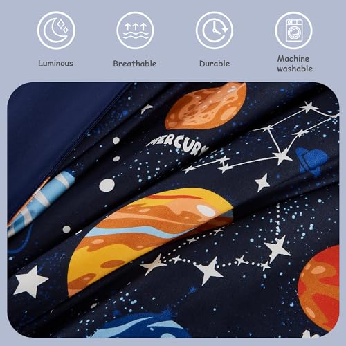 Glow in the Dark Space Twin Bedding Set for Boys - 5 Piece Comforter Set
